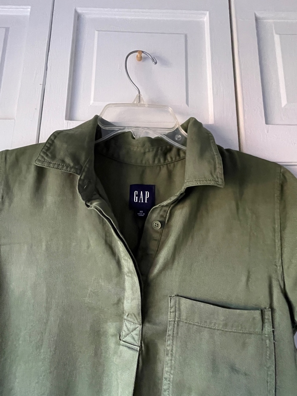 GAP Olive Green Midi Shirt Dress with Chest Pocket